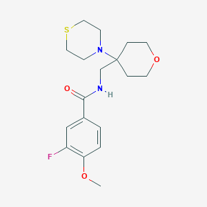 3-Fluoro-4-methoxy-N-[(4-thiomorpholin-4-yloxan-4-yl)methyl]benzamide