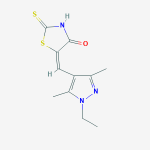 (E)-5-((1-ethyl-3,5-dimethyl-1H-pyrazol-4-yl)methylene)-2-thioxothiazolidin-4-one