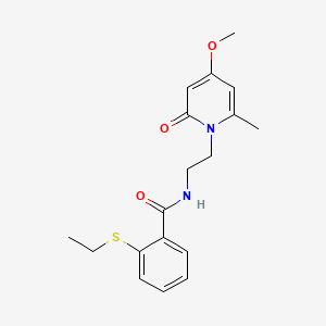 molecular formula C18H22N2O3S B2787263 2-(ethylthio)-N-(2-(4-methoxy-6-methyl-2-oxopyridin-1(2H)-yl)ethyl)benzamide CAS No. 2034590-48-0