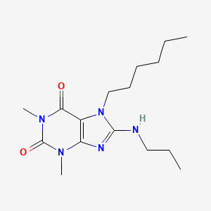 molecular formula C16H27N5O2 B2787265 7-Hexyl-1,3-dimethyl-8-(propylamino)purine-2,6-dione CAS No. 377059-57-9