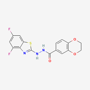 molecular formula C16H11F2N3O3S B2787266 N'-(4,6-difluoro-1,3-benzothiazol-2-yl)-2,3-dihydro-1,4-benzodioxine-6-carbohydrazide CAS No. 851988-39-1