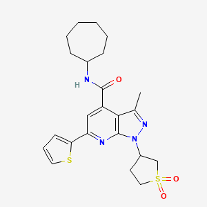 N-cycloheptyl-1-(1,1-dioxidotetrahydrothiophen-3-yl)-3-methyl-6-(thiophen-2-yl)-1H-pyrazolo[3,4-b]pyridine-4-carboxamide