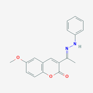 molecular formula C18H16N2O3 B2787268 (E)-6-methoxy-3-(1-(2-phenylhydrazono)ethyl)-2H-chromen-2-one CAS No. 1273551-97-5