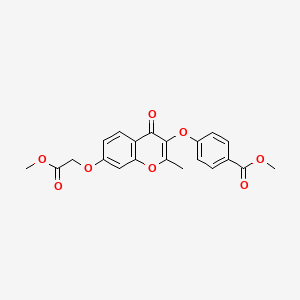 molecular formula C21H18O8 B2787270 Methyl 2-{3-[4-(methoxycarbonyl)phenoxy]-2-methyl-4-oxochromen-7-yloxy}acetate CAS No. 858766-15-1