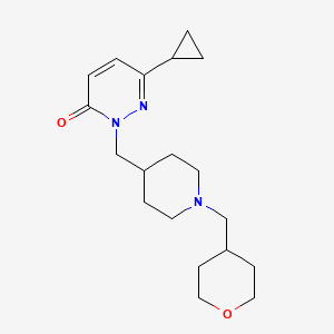 molecular formula C19H29N3O2 B2787273 6-Cyclopropyl-2-({1-[(oxan-4-yl)methyl]piperidin-4-yl}methyl)-2,3-dihydropyridazin-3-one CAS No. 2097891-23-9