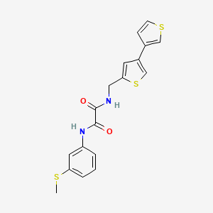 molecular formula C18H16N2O2S3 B2787275 N'-(3-Methylsulfanylphenyl)-N-[(4-thiophen-3-ylthiophen-2-yl)methyl]oxamide CAS No. 2379993-57-2