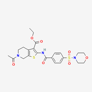 molecular formula C23H27N3O7S2 B2787278 Ethyl 6-acetyl-2-(4-(morpholinosulfonyl)benzamido)-4,5,6,7-tetrahydrothieno[2,3-c]pyridine-3-carboxylate CAS No. 449769-63-5