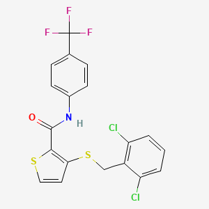 molecular formula C19H12Cl2F3NOS2 B2787280 3-[(2,6-dichlorobenzyl)sulfanyl]-N-[4-(trifluoromethyl)phenyl]-2-thiophenecarboxamide CAS No. 251096-92-1