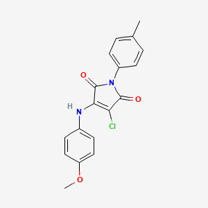 molecular formula C18H15ClN2O3 B2787282 3-chloro-4-[(4-methoxyphenyl)amino]-1-(4-methylphenyl)-1H-pyrrole-2,5-dione CAS No. 303034-29-9