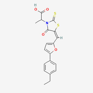 molecular formula C19H17NO4S2 B2787290 (E)-2-(5-((5-(4-ethylphenyl)furan-2-yl)methylene)-4-oxo-2-thioxothiazolidin-3-yl)propanoic acid CAS No. 883468-33-5
