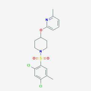 molecular formula C18H20Cl2N2O3S B2787291 2-((1-((2,4-Dichloro-5-methylphenyl)sulfonyl)piperidin-4-yl)oxy)-6-methylpyridine CAS No. 1797537-51-9