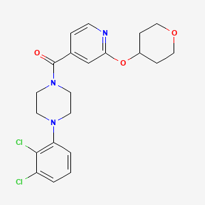 molecular formula C21H23Cl2N3O3 B2787296 (4-(2,3-dichlorophenyl)piperazin-1-yl)(2-((tetrahydro-2H-pyran-4-yl)oxy)pyridin-4-yl)methanone CAS No. 2034363-23-8