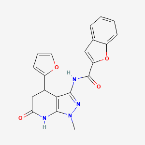 molecular formula C20H16N4O4 B2787309 N-(4-(furan-2-yl)-1-methyl-6-oxo-4,5,6,7-tetrahydro-1H-pyrazolo[3,4-b]pyridin-3-yl)benzofuran-2-carboxamide CAS No. 1171419-68-3