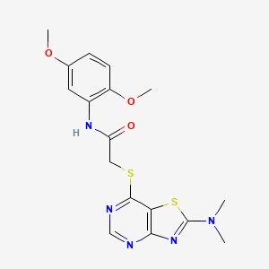 molecular formula C17H19N5O3S2 B2787311 N-(2,5-dimethoxyphenyl)-2-((2-(dimethylamino)thiazolo[4,5-d]pyrimidin-7-yl)thio)acetamide CAS No. 1189970-29-3