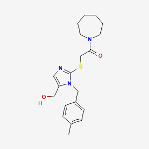 molecular formula C20H27N3O2S B2787312 1-(azepan-1-yl)-2-((5-(hydroxymethyl)-1-(4-methylbenzyl)-1H-imidazol-2-yl)thio)ethanone CAS No. 899955-71-6