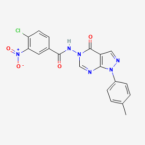 molecular formula C19H13ClN6O4 B2787327 4-chloro-3-nitro-N-(4-oxo-1-(p-tolyl)-1H-pyrazolo[3,4-d]pyrimidin-5(4H)-yl)benzamide CAS No. 899966-69-9