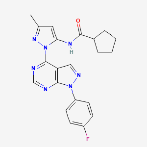 N-(1-(1-(4-fluorophenyl)-1H-pyrazolo[3,4-d]pyrimidin-4-yl)-3-methyl-1H-pyrazol-5-yl)cyclopentanecarboxamide