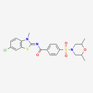 molecular formula C21H22ClN3O4S2 B2787350 (Z)-N-(6-chloro-3-methylbenzo[d]thiazol-2(3H)-ylidene)-4-((2,6-dimethylmorpholino)sulfonyl)benzamide CAS No. 392326-60-2