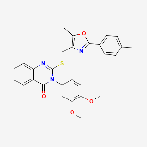 3-(3,4-dimethoxyphenyl)-2-(((5-methyl-2-(p-tolyl)oxazol-4-yl)methyl)thio)quinazolin-4(3H)-one