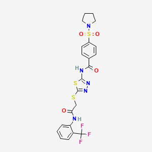 N-[5-[2-oxo-2-[2-(trifluoromethyl)anilino]ethyl]sulfanyl-1,3,4-thiadiazol-2-yl]-4-pyrrolidin-1-ylsulfonylbenzamide