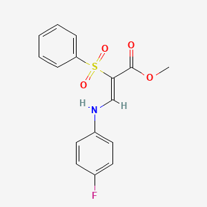 molecular formula C16H14FNO4S B2787387 methyl (2Z)-3-[(4-fluorophenyl)amino]-2-(phenylsulfonyl)acrylate CAS No. 1327179-23-6