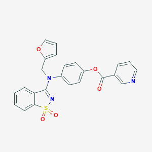 4-[(1,1-Dioxido-1,2-benzisothiazol-3-yl)(2-furylmethyl)amino]phenyl nicotinate