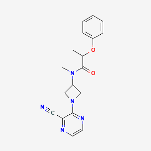 molecular formula C18H19N5O2 B2787391 N-[1-(3-Cyanopyrazin-2-yl)azetidin-3-yl]-N-methyl-2-phenoxypropanamide CAS No. 2380175-37-9