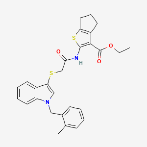 ethyl 2-[[2-[1-[(2-methylphenyl)methyl]indol-3-yl]sulfanylacetyl]amino]-5,6-dihydro-4H-cyclopenta[b]thiophene-3-carboxylate
