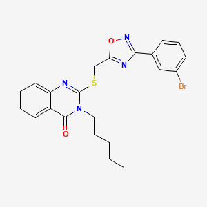 2-(((3-(3-bromophenyl)-1,2,4-oxadiazol-5-yl)methyl)thio)-3-pentylquinazolin-4(3H)-one