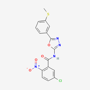 molecular formula C16H11ClN4O4S B2787420 5-chloro-N-[5-(3-methylsulfanylphenyl)-1,3,4-oxadiazol-2-yl]-2-nitrobenzamide CAS No. 898449-70-2