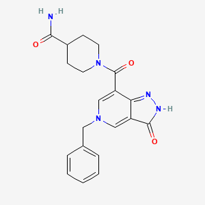 molecular formula C20H21N5O3 B2787422 1-(5-benzyl-3-oxo-3,5-dihydro-2H-pyrazolo[4,3-c]pyridine-7-carbonyl)piperidine-4-carboxamide CAS No. 1219902-62-1