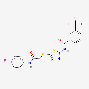 N-(5-((2-((4-fluorophenyl)amino)-2-oxoethyl)thio)-1,3,4-thiadiazol-2-yl)-3-(trifluoromethyl)benzamide