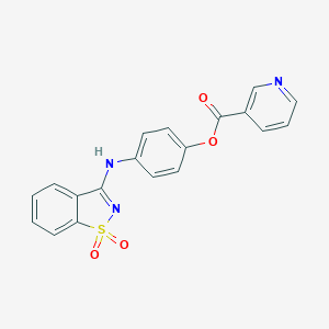 4-[(1,1-Dioxido-1,2-benzisothiazol-3-yl)amino]phenyl nicotinate