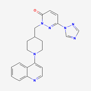 molecular formula C21H21N7O B2787430 2-{[1-(quinolin-4-yl)piperidin-4-yl]methyl}-6-(1H-1,2,4-triazol-1-yl)-2,3-dihydropyridazin-3-one CAS No. 2097925-35-2