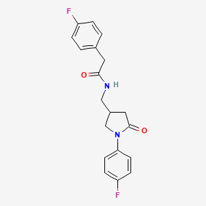 molecular formula C19H18F2N2O2 B2787434 2-(4-fluorophenyl)-N-{[1-(4-fluorophenyl)-5-oxopyrrolidin-3-yl]methyl}acetamide CAS No. 954668-04-3