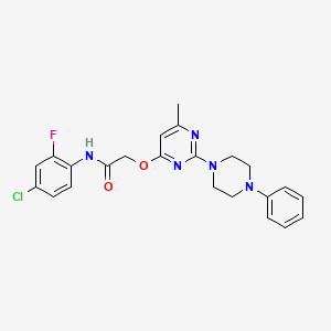 molecular formula C23H23ClFN5O2 B2787444 N-(4-chloro-2-fluorophenyl)-2-{[6-methyl-2-(4-phenylpiperazin-1-yl)pyrimidin-4-yl]oxy}acetamide CAS No. 1029724-34-2