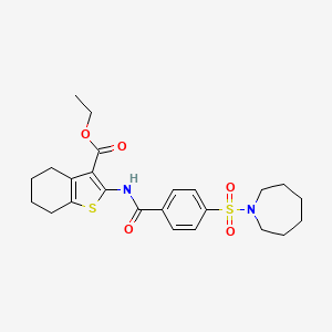 molecular formula C24H30N2O5S2 B2787448 Ethyl 2-(4-(azepan-1-ylsulfonyl)benzamido)-4,5,6,7-tetrahydrobenzo[b]thiophene-3-carboxylate CAS No. 306738-17-0