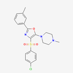 molecular formula C21H22ClN3O3S B2787450 4-((4-Chlorophenyl)sulfonyl)-5-(4-methylpiperazin-1-yl)-2-(m-tolyl)oxazole CAS No. 862741-19-3