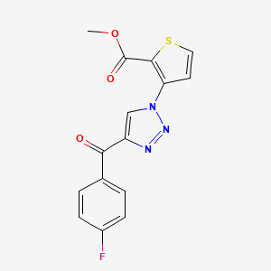 molecular formula C15H10FN3O3S B2787454 methyl 3-[4-(4-fluorobenzoyl)-1H-1,2,3-triazol-1-yl]-2-thiophenecarboxylate CAS No. 439121-25-2