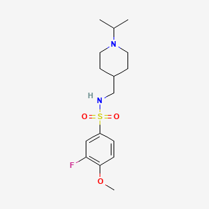 molecular formula C16H25FN2O3S B2787469 3-fluoro-N-((1-isopropylpiperidin-4-yl)methyl)-4-methoxybenzenesulfonamide CAS No. 946291-59-4