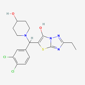 molecular formula C18H20Cl2N4O2S B2787471 5-((3,4-Dichlorophenyl)(4-hydroxypiperidin-1-yl)methyl)-2-ethylthiazolo[3,2-b][1,2,4]triazol-6-ol CAS No. 886917-42-6