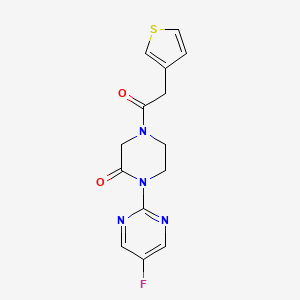 1-(5-Fluoropyrimidin-2-yl)-4-(2-(thiophen-3-yl)acetyl)piperazin-2-one
