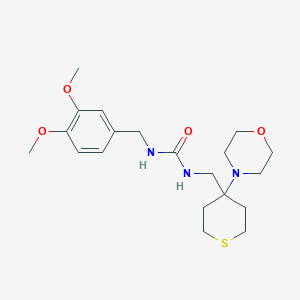 molecular formula C20H31N3O4S B2787491 1-[(3,4-Dimethoxyphenyl)methyl]-3-[(4-morpholin-4-ylthian-4-yl)methyl]urea CAS No. 2380143-43-9