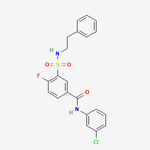 molecular formula C21H18ClFN2O3S B2787493 N-(3-chlorophenyl)-4-fluoro-3-(N-phenethylsulfamoyl)benzamide CAS No. 451477-06-8