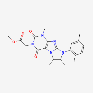 molecular formula C21H23N5O4 B2787494 Methyl 2-[6-(2,5-dimethylphenyl)-4,7,8-trimethyl-1,3-dioxopurino[7,8-a]imidazol-2-yl]acetate CAS No. 878732-74-2