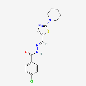 molecular formula C16H17ClN4OS B2787499 4-chloro-N'-[(E)-(2-piperidino-1,3-thiazol-5-yl)methylidene]benzenecarbohydrazide CAS No. 477854-97-0