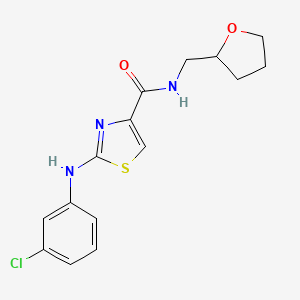 molecular formula C15H16ClN3O2S B2787511 2-((3-chlorophenyl)amino)-N-((tetrahydrofuran-2-yl)methyl)thiazole-4-carboxamide CAS No. 1171000-44-4