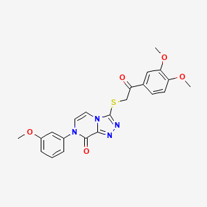 molecular formula C22H20N4O5S B2787516 3-{[2-(3,4-dimethoxyphenyl)-2-oxoethyl]thio}-7-(3-methoxyphenyl)[1,2,4]triazolo[4,3-a]pyrazin-8(7H)-one CAS No. 1223939-91-0