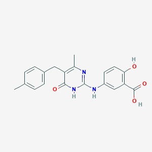 B2787522 2-Hydroxy-5-({4-methyl-5-[(4-methylphenyl)methyl]-6-oxo-1,6-dihydropyrimidin-2-yl}amino)benzoic acid CAS No. 1417636-79-3