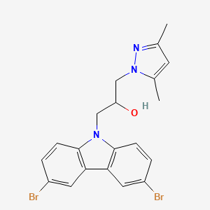 molecular formula C20H19Br2N3O B2787535 1-(3,6-dibromo-9H-carbazol-9-yl)-3-(3,5-dimethyl-1H-pyrazol-1-yl)propan-2-ol CAS No. 310440-79-0